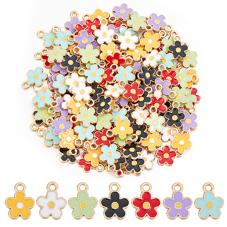 140Pcs 7 Colors Alloy Enamel Charms ENAM-HY0003-03-1