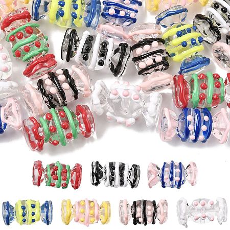 28Pcs 7 Colors Transparent Acrylic Enamel Beads OACR-CJ0002-85-1