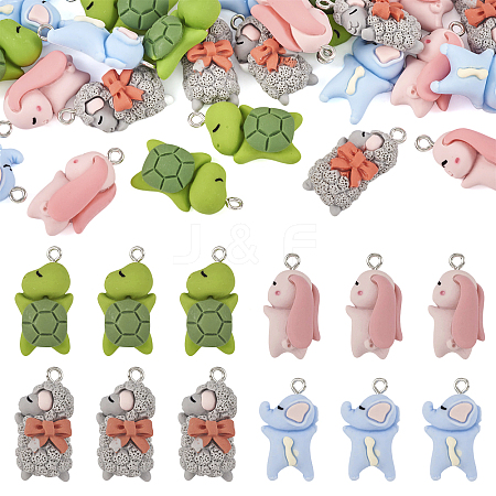 24Pcs 4 Styles Opaque Resin Pendants RESI-TA0002-07-1
