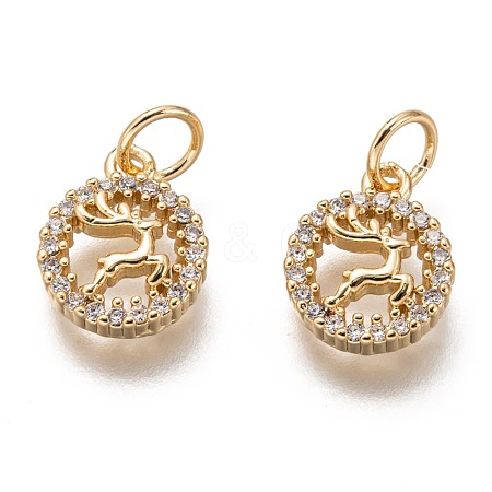 Brass Micro Pave Clear Cubic Zirconia Charms ZIRC-C020-58G-1