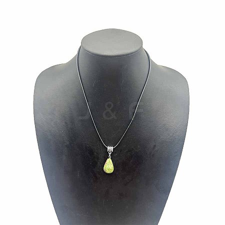 Natural Unakite Teardrop Pendant Necklaces SK1018-3-1