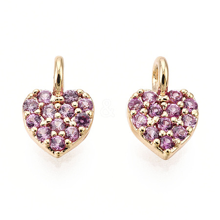 Brass Micro Pave Cubic Zirconia Charms KK-P157-14G-01B-NF-1