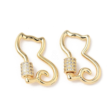Brass Micro Pave Clear Cubic Zirconia Screw Carabiner Lock Charms LS-KK-Z118-06G-06-1