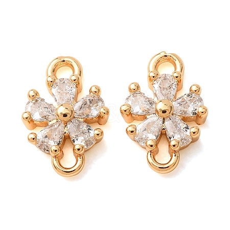 Brass Pave Clear Cubic Zirconia Connector Charms CU-CBAEC99-15G-1