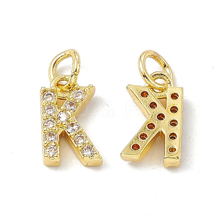 Real 18K Gold Plated Brass Micro Pave Clear Cubic Zirconia Charms KK-E068-VB452-K-1