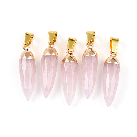 Natural Rose Quartz Pendants G-N345-01C-1