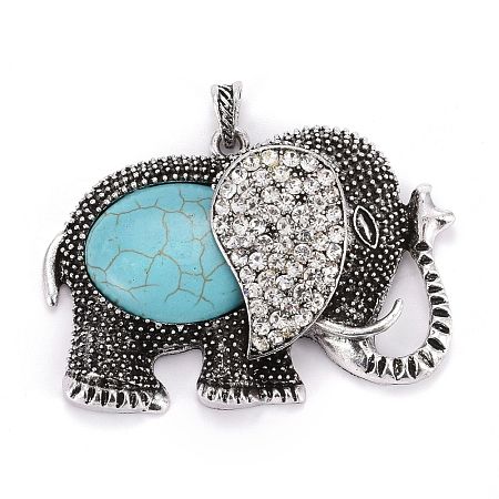 Synthetic Turquoise Big Pendants PALLOY-I214-01AS-1