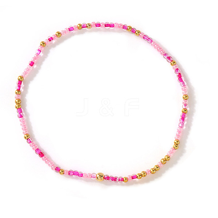 Glass Seed Round Beaded Stretch Bracelets for Women ZV9716-2-1