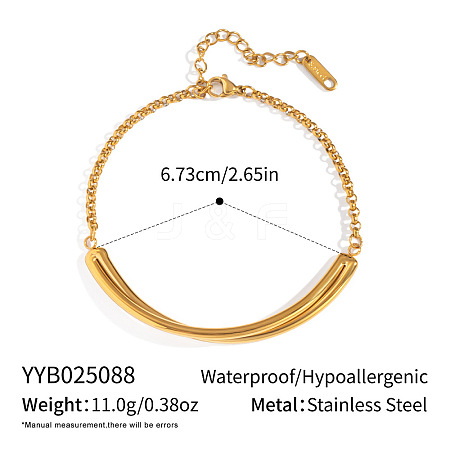 304 Stainless Steel Curved Bar Link Bracelets JU2889-2-1