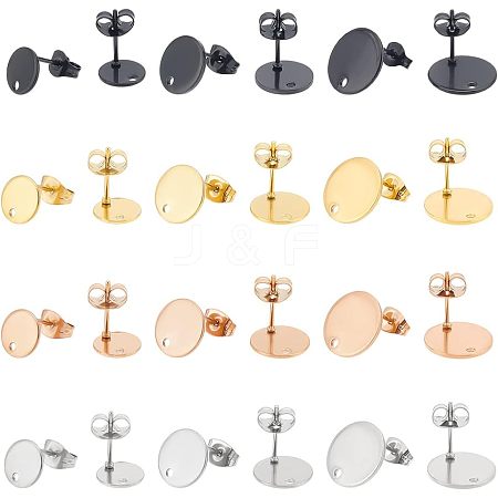 Unicraftale 48Pcs 12 Style Ion Plating(IP) 304 Stainless Steel Stud Earring Findings STAS-UN0039-36-1