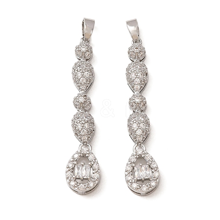 Brass Micro Pave Clear Cubic Zirconia Pendants CU-CBADD64-05P-1