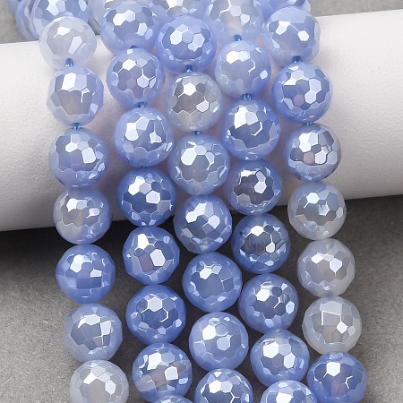 Electroplated Natural Agate Beads Strands G-B191-A07-8mm-16-1