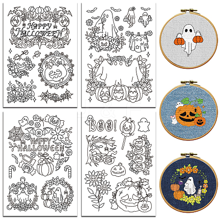 4 Sheets 11.6x8.2 Inch Stick and Stitch Embroidery Patterns DIY-WH0455-224-1