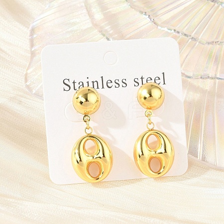 Oval 304 Stainless Steel Stud Earrings for Women EJEW-A125-39G-1