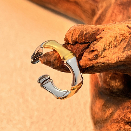 Bamboo Joint 304 Stainless Steel Cuff Rings LS-RJEW-S626-06GP-A-1