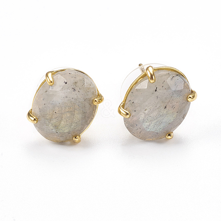 Natural Labradorite Stud Earrings EJEW-L196-04B-1