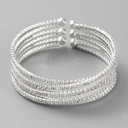 Crystal Rhinestone Tennis Cuff Bangle BJEW-WH0017-32-1