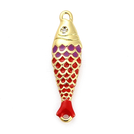 Brass Enamel Fish Connector Charms KK-H527-11G-03-1