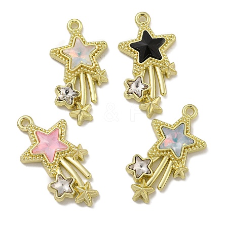 Rack Plating Alloy Rhinestone Pendants PALLOY-F312-17G-1