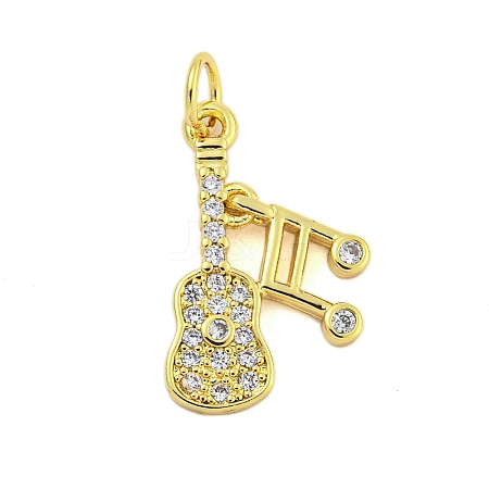 Rack Plating Brass Micro Pave Clear Cubic Zirconia Pendants KK-U021-06G-1