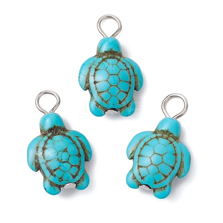 Dyed Synthetic Turquoise Pendants PALLOY-JF02924-01-1