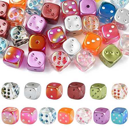 30Pcs 3 Styles UV Plating Transparent Acrylic Beads OACR-FS0002-60-1