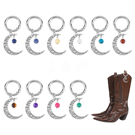 20Pcs 10 Style Tibetan Style Gemstone Bead Shoe Charms HJEW-AB00708-1