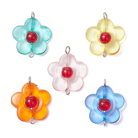 Transparent Acrylic & Glass Flower Connector Charms PALLOY-JF03720-1