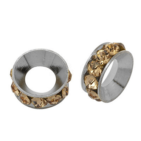Brass Rhinestone Spacer Beads RB-A020-9mm-14P-1