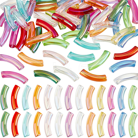 65Pcs 13 Colors UV Plating Transparent Rainbow Iridescent Acrylic Beads OACR-PA0002-11-1