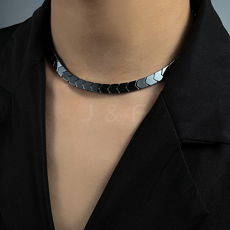 Synthetic Non-magnetic Hematite Arrow Beaded Necklaces with Steel Clasps FS-WGD7F98-01-1