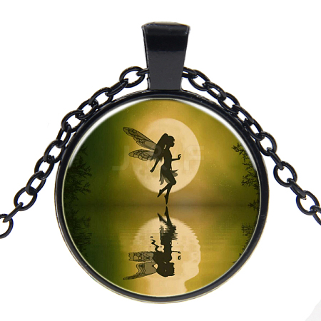 Picture Glass Pendant Necklaces NJEW-O111-034B-1