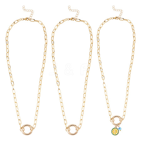 2Pcs Brass Paperclip Chains Necklaces NJEW-TAC0046-1