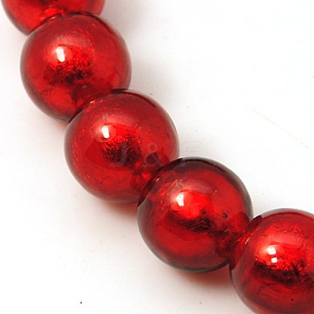 Handmade Silver Foil Glass Beads Strands FOIL-G019-10mm-07-1