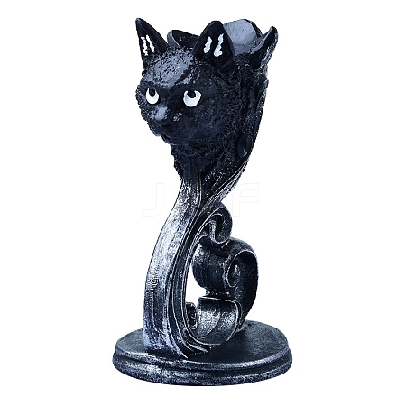 Cat Head Gothic Style Resin Crystal Ball Holders WICR-PW0016-03-1