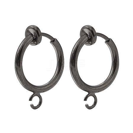 Brass Clip-on Hoop Earring Findings KK-P102-01B-01-1