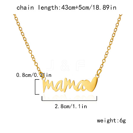 Mother's Day 304 Stainless Steel Word Mama Pendant Necklaces for Women FS-WG8A099-03-1