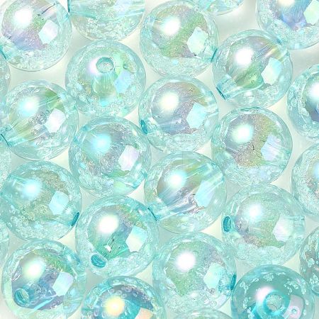 UV Plating Transparent Rainbow Iridescent Acrylic Beads LS-TACR-D010-07D-1