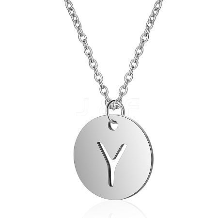 201 Stainless Steel Initial Pendants Necklaces NJEW-S069-TN507-Y-1