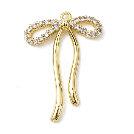 Rack Plating Brass Micro Pave Clear Cubic Zirconia Pendants X-KK-H463-12G-1