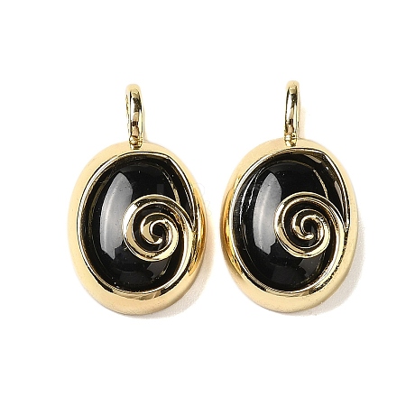 Natural Black Onyx(Dyed & Heated) Oval Pendants G-K371-01G-08-1