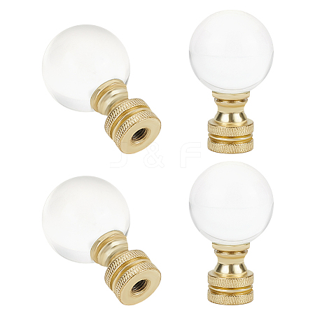 Glass Crystal Lamp Finials with Iron Finish Base FIND-WH0148-176C-1