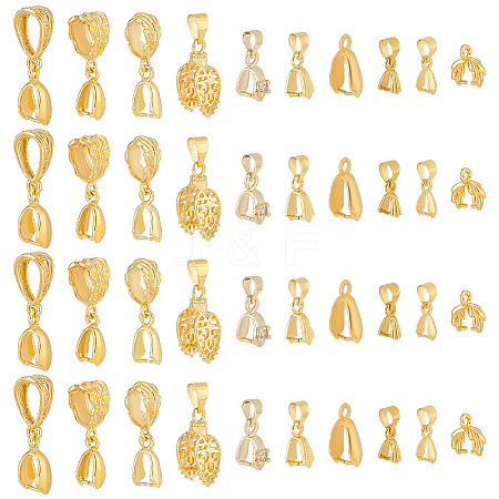   60Pcs 10 Styles Brass Ice Pick Pinch Bails for Pendant Making KK-PH0009-95-1