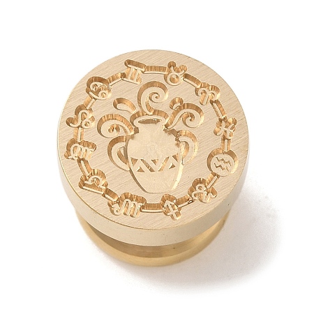 Golden Plated Round Shaped Wax Seal Brass Stamp Head STAM-K002-01G-01-1