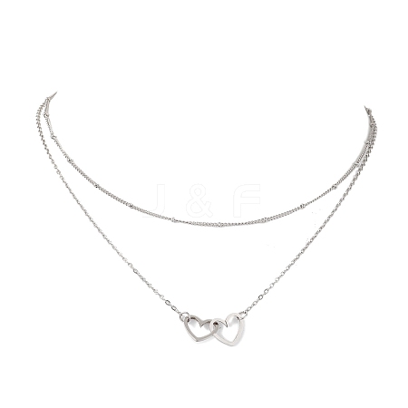 Stainless Steel Heart Pendant Necklaces for Women NJEW-JN04735-02-1