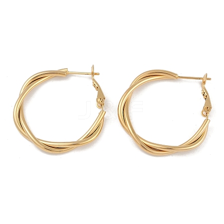 PVD Vacuum Plating 201 Stainless Steel Twist Hoop Earrings EJEW-I309-58B-G-1