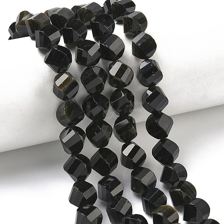 Natural Golden Sheen Obsidian Beads Strands G-C267-B18-1