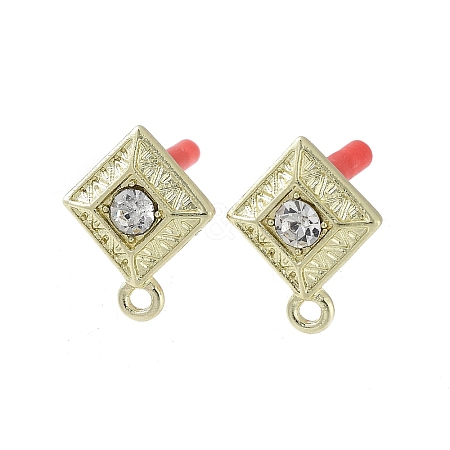 Rack Plating Golden Alloy with Rhinestone Stud Earring Findings EJEW-B036-02G-13-1