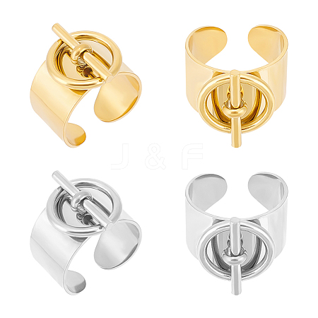 Unicraftale 4Pcs 2 Colors Titanium Steel Open Cuff Rings Set for Lovers RJEW-UN0002-94-1