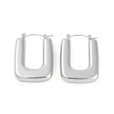 Ion Plating(IP) 304 Stainless Steel Hollow Rectangle Hoop Earrings EJEW-Z068-31P-1